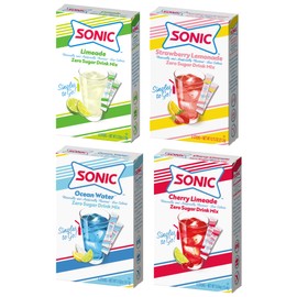 SINGLES TO GO! Sonic Drink Mix Variety Pack, Sonic Limeade, Ocean Water, Cherry Limeade and Strawberry Lemonade