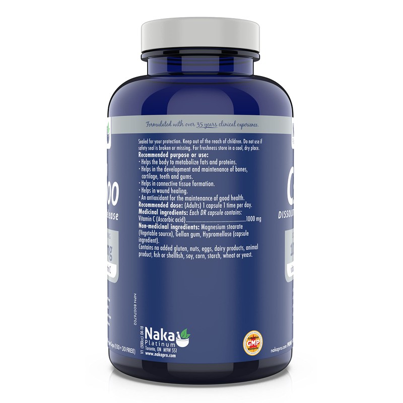 Naka Platinum PRO Pure Vitamin C 1000 mg Delayed Release