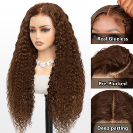 22 Inch 9x6 Glueless Wigs Human Hair Pre Plucked Pre Cut Chocolate Brown Lace Front Wigs Human Hair