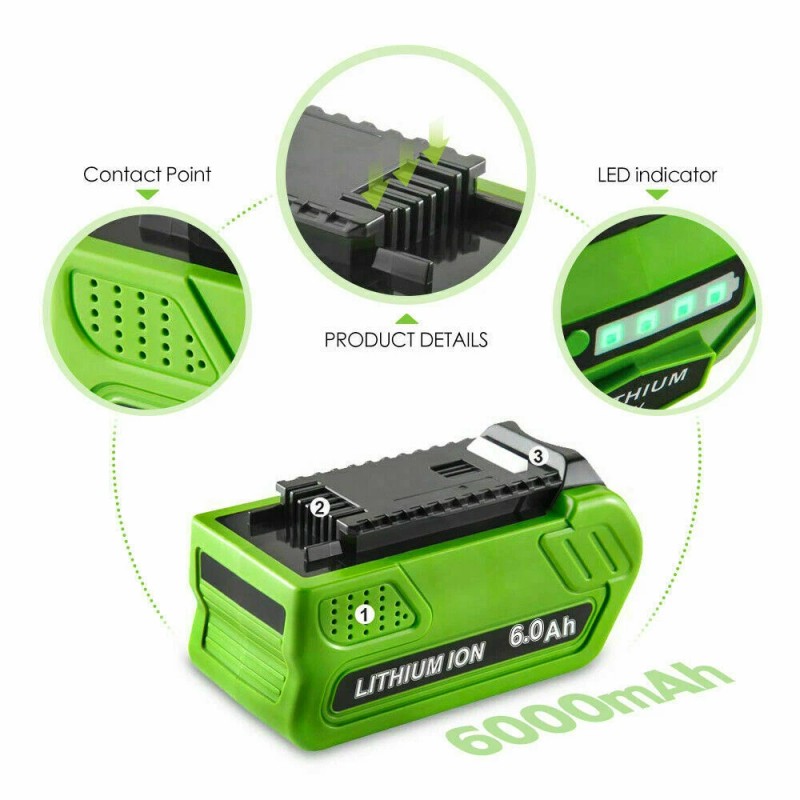 For GreenWorks 40V 6.0Ah 29472 40Volt Lithium Battery G-MAX Battery