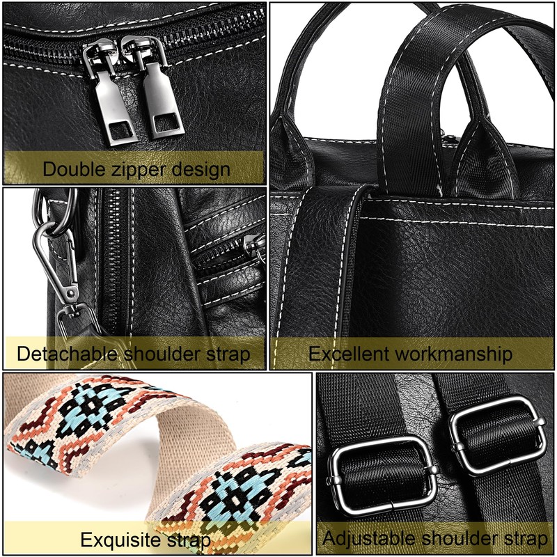 UTO Backpack Womens Travel Rucksack Ladies Daypack Key Ring Zipper