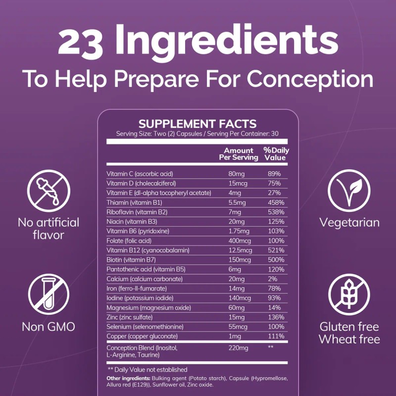 Suplementos Fertilidad Conceive Plus, 2x60 Cápsulas