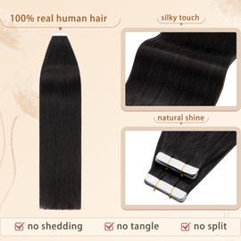 Rich Choices Tape in Hair Extensions Human Hair 12 Inch Black Hair Extensions Remy Hair Extension Natural Black Tape Hair Extensions Real Human Hair Injection Tape Extensions 10Pcs 20g