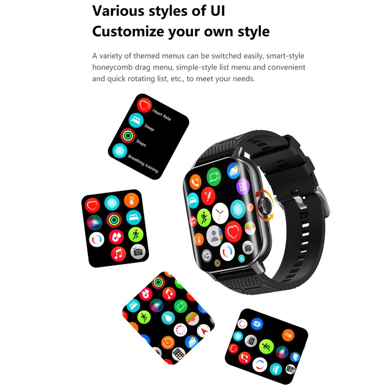 2.02in Curved Screen Smart Watch Blood Glucose Measure Health Monitor