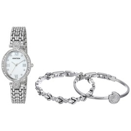 Armitron Women's Genuine Crystal Accented Watch and Bracelet Set, 75/5604