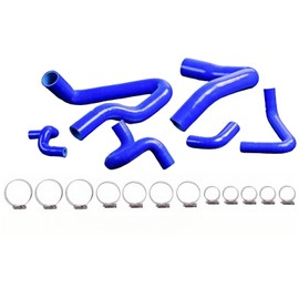 Silicone Radiator Hose Kit with Clamps Compatible with 1986-1993 Mustang GT LX Cobra 5.0U (Blue)