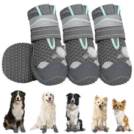 SlowTon Dog Boots for Injured Paws Waterproof, Breathable Paw Protectors with Reflective Strip Dual Adjustable Washable Non-Slip Shoes Comfortable Dog Snow Boot for Small Medium Large Dogs