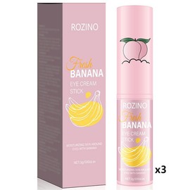 ROZINO Fresh Banana Eye Cream Stick - 3g x 3pcs, Natural Moisturizer for Hydrating & Brightening Eye Area, Nourishing Formula with Banana Essence, Retinol & Sodium Hyaluronate:_Banana Extract 3-Pack