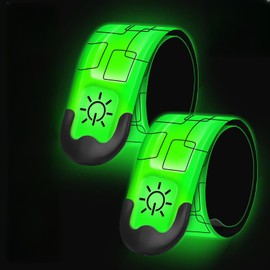 2Pack LED Armband for Running Walking at Night, High Visibility Reflective Running Gear Rechargeable LED Armband Light Up Arm Bands for Men Women Kids Night Cycling Walking Joggers Running Safety Gear