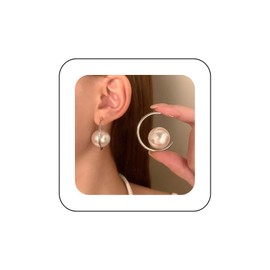 Inilbran Boho Übertrieben Perle Hoop Ohrringe Weiß Perle Baumeln Vintage Kreis Tropfen Große Perlen Aussage Schmuck Für Frauen