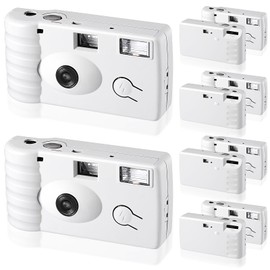 Treela 6 Pack of Disposable Camera for Wedding Bulk Bachelorette Single Use Flash 35mm 17 Film 200iso Camera for Birthday Concert Travel Anniversary Party Supply Favor Vacation Gift (White,Classic)