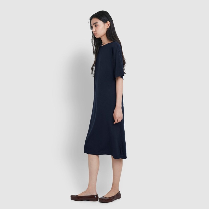 jaju [JAJU] Women's Soft 5-Button Lounge Dress_Navy