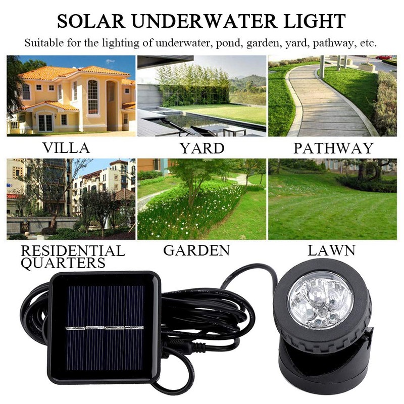Ejoyous Solar Underwater Light, 6 LED Solar Powered Waterproof Underwater