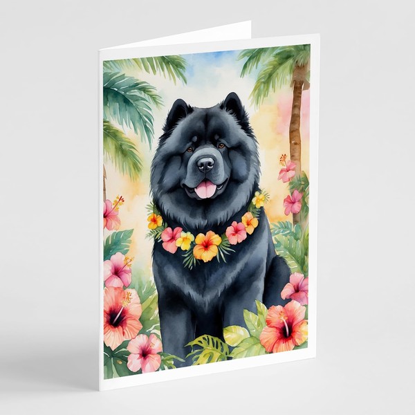 Caroline's Treasures Chow Chow Luau Greeting Cards Pack of 8
