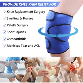 Hilph Knee Ice Pack Wrap for Injuries Reusable, Cold Compression Knee Wrap with 2 Gel Cold Packs Around Entire Knee for Knee Replacement Surgery, Bruises, Arthritis, ACL, Sprain & Swelling