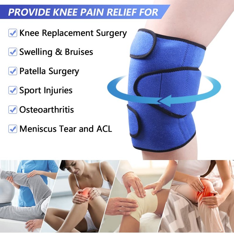 Hilph Knee Ice Pack Wrap for Injuries Reusable, Cold Compression