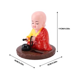 WOHPNLE Little Monk Figurine Solar Head, Little Monk Figurine Solar Powered Bright Color Exquisite Car Chinese Little Buddha Monk Statue Car Dashboard Ornament Home Decorations