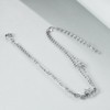 Sterling Silver Star Double Bracelet White Zircon with Pentagram Rolo