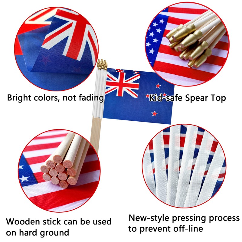 TSMD New Zealand Kiwi Stick Flag New Zealander Small Mini