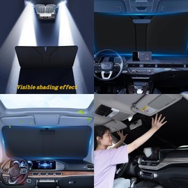 Car Windshield Sunshade 136x65cm with Upgraded Thickened Material - Front Window Sun Protection for Cars, SUVs, and MPVs - Blocks UV Rays, Keeps Vehicle Cool - Includes Storage Bag