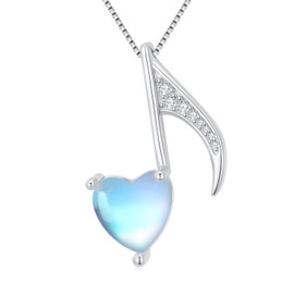 OUTANG Music Necklace for Women 925 Sterling Silver Moonstone Quaver Music Note Pendant Ladies Jewelry Gifts