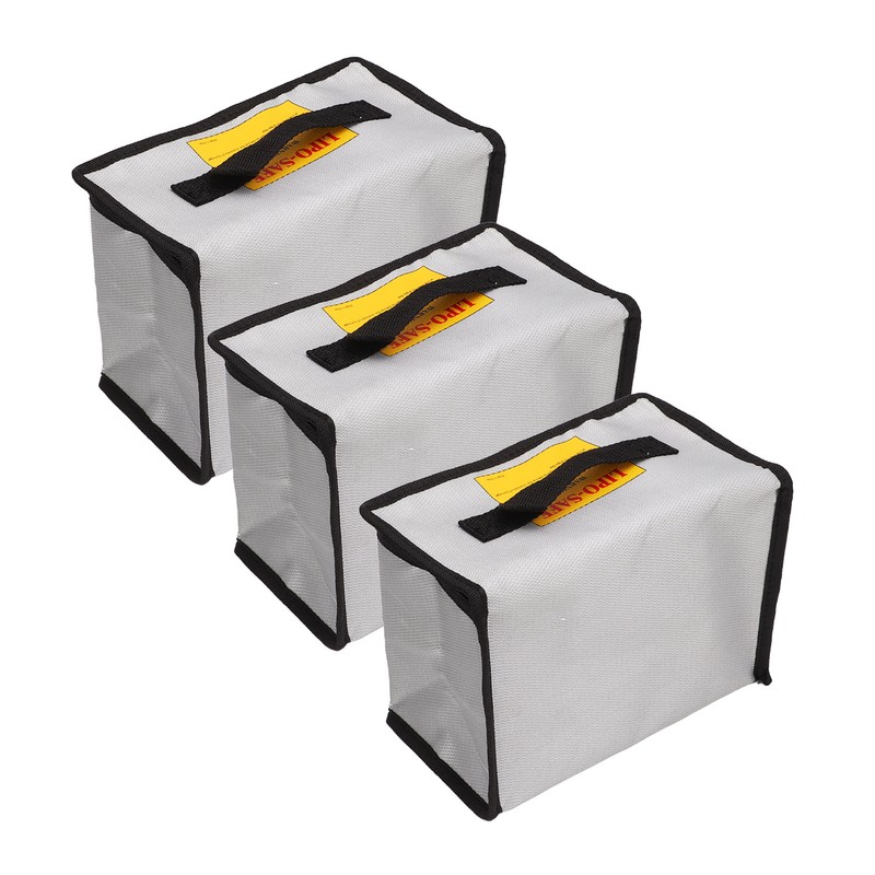 3PCS Lithium Battery Bag with Zipper Portable Fireproof Explosionproof Battery