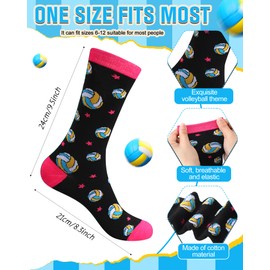 Yearntown 12 Pairs Athletic Crew Socks Bulk for Team Soccer Football Hockey Volleyball Christmas Novelty Gift Women(Volleyball)