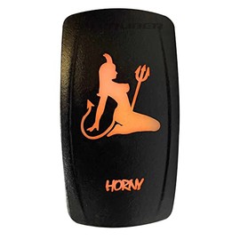 50 Caliber Racing 50 Caliber Racing Rocker Switch Momentary/Off LED Backlit -Horny- UTV, Auto, Boat 20A 12V (Orange)