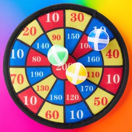 MIJOMA Ball Popper Set with Target - Ball Gun + 3 Softballs - Indoor & Outdoor Throwing Game for Kids - Colour Shipped at Random