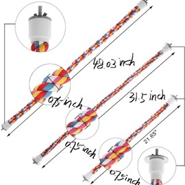 Geettcaifu Bird Rope Perches, Parrot Toys, Bungee Rope Perches for Parrots, Cockatiels, Parakeets, Budgie Cages Comfy Birds (Metal Nut) - 31.5 inches