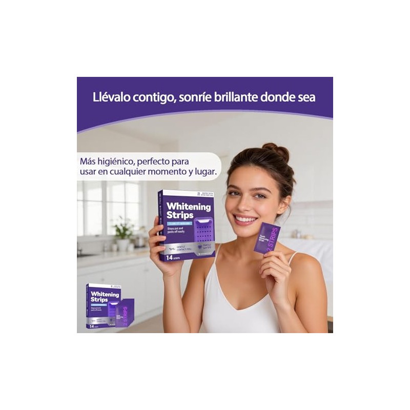 3Pcs Purple Teeth Whitening Strips,Tiras Blanqueadoras de Dientes,Blanqueador Dental para