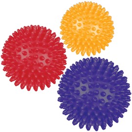 Spiky Massage Balls Combo - Plantar Fasciitis, Trigger Point, Deep Tissue, Myofascial Release, Stress Ball, Yoga Pilates Exercise, Rehab, Physio (Yellow, Red, Purple, 6cm, 7.5cm, 8cm)