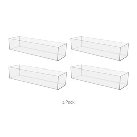 4 Pack Acrylic Retail Tray 15" x 4" Single Compartment Countertop Clear Countertop Product Merchandise Storage Organizer for Businesses and Shops by Marketing Holders