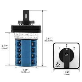 YJYUIU, Universal Cam Switch, Rotary Switch, YJUW3420 Toggle Switch 660V, 20A, 3 Positions (ON-OFF-ON), 4 Phases, 16 Terminals