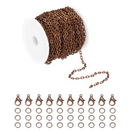 MECCANIXITY 39ft Gold Chain for Jewelry Making,Dark Brown Paper Clip Necklace Chains Bulk with Jump Rings and Lobster Clasps for Bracelet DIY Crafts-0.12 Inch