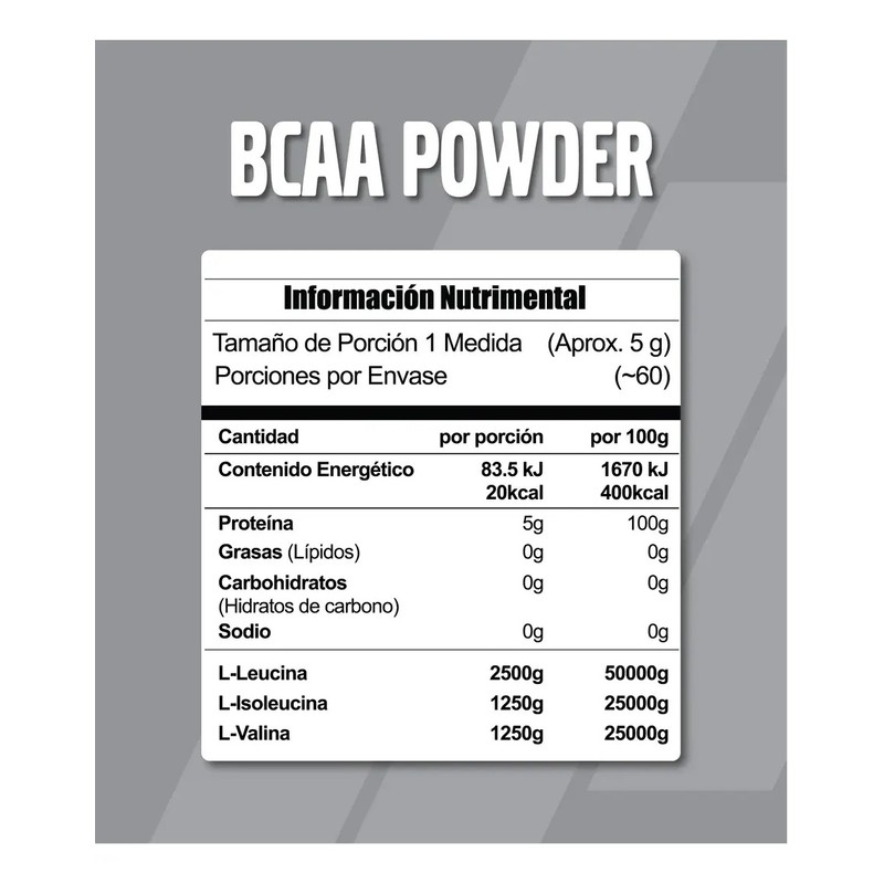 Bcaa Powder Meta Nutrition 300 Gramos 60 Servicios Sabor Sin