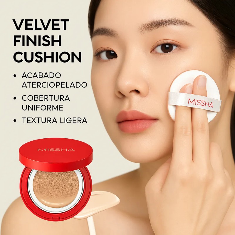 Cojín Base Missha con acabado de terciopelo N.21, beige claro,