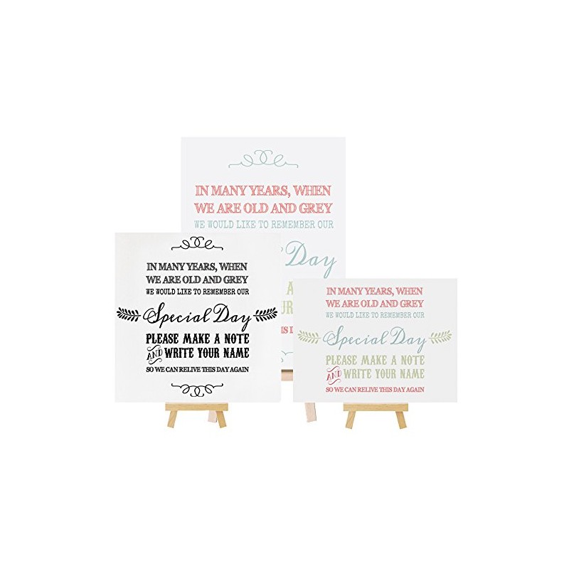 Vintage Wedding Guest Book Table Sign with Wooden Easel (21cm