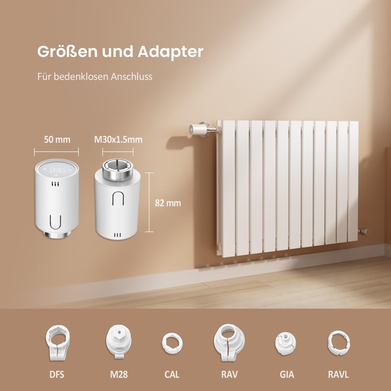 EMKE Smart Radiator Thermostat Kit, Intelligent Heating Thermostat Including Tuya