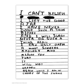 Funny Humorous 'David Shrigley Door Ajar' Novelty Postcard
