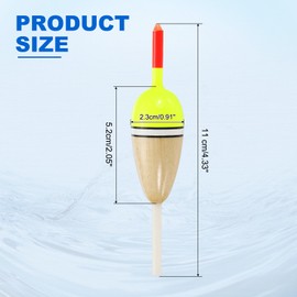 PATIKIL Fishing Floats Rigs 2.1 Inch, 4 Pack Oval Fishing Bobbers Stick Slip Bobbers Fishing Accessories with Buoyant Balsa Wood Body for Crappie Freshwater Fishing Tackle, Red/Yellow