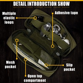 bvya Tactical EDC Utility Pouch, Molle Admin Pouch Horizontal Tool Pouch Organizer Multi-Purpose Pouch, Map Sleeve Included