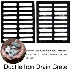 MASSLUNT Cast Iron Drain Grate, 20x16 Outdoor Drain Cover, C Class Sewer Grate, Durable Heavy Duty Channel Grate, Black Rectangle Drainage Grate for Driveway, Concrete, Yard, Garage (19.7x15.7)