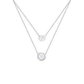 Elli Women's Lotus Flower Om Mantra Symbol Layer Look Necklace in 925 Sterling Silver, Silver, No Gemstone