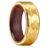 King Will 8mm Gold Tungsten Carbide Mens Ring Hammered Finish