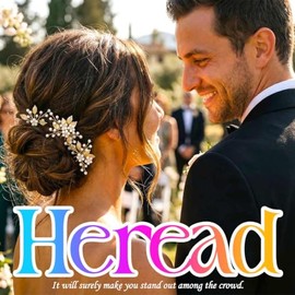 Heread - Horquillas para el pelo para novia, diseño de flores y hojas doradas, accesorio para el pelo para mujeres y niñas (3 unidades)