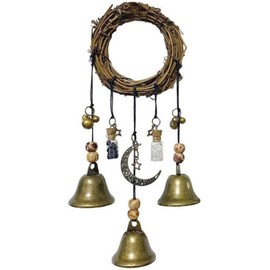 Sysow Handmade Hanging Witch Bells Protection Door Hangers Witch Wind Chimes Wreath Magic Wind Chimes Pendant for Home Door Craft Decor