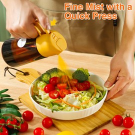SweeHo Oil Sprayer for Cooking,470ml Cooking Olive Oil Sprayer and Oil Dispenser 2 In 1, Food-grade Glass Oil Spray Bottle Mister for Air Ffyer, BBQ, Griddle (Orange+Dark Brown)