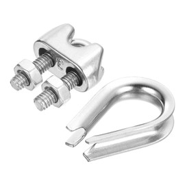 PATIKIL 3mm Wire Rope Kit 20pcs M3 Wire Rope Cable Clamp and Stainless Steel Thimble for 3mm Diameter Wire Rope Rigging