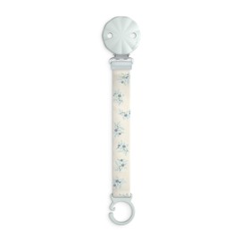 Suavinex, Portaciuccio in tessuto per neonati, morbido e flessibile, nastro con decoro su due lati, clip per ciuccio con pinza. Per neonati +0 mesi, adatto per neonati, Poetry Blu